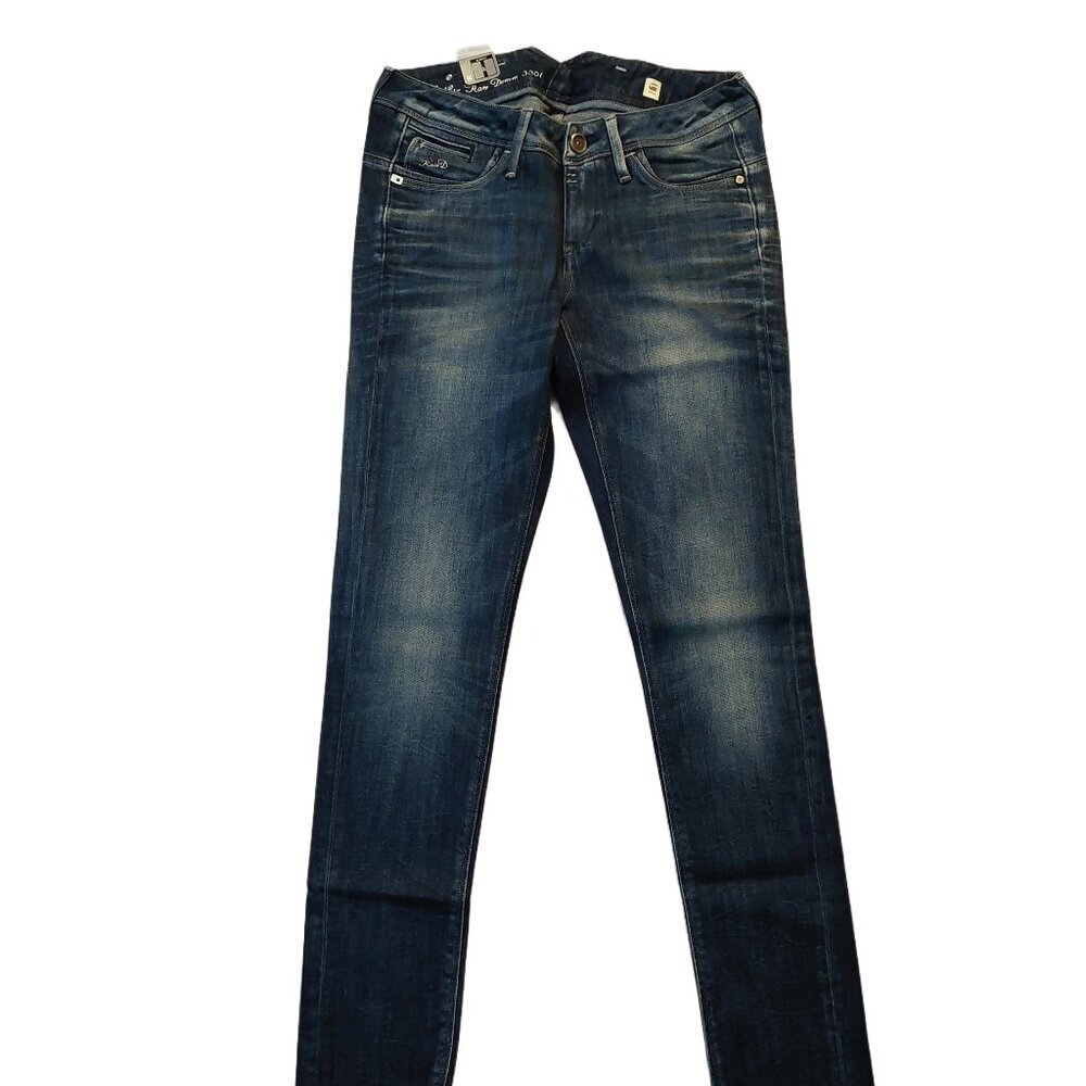 G-Star Raw GSRAW 3301 Skinny Slim Medium Blue Denim Jeans Sz 26 NWT